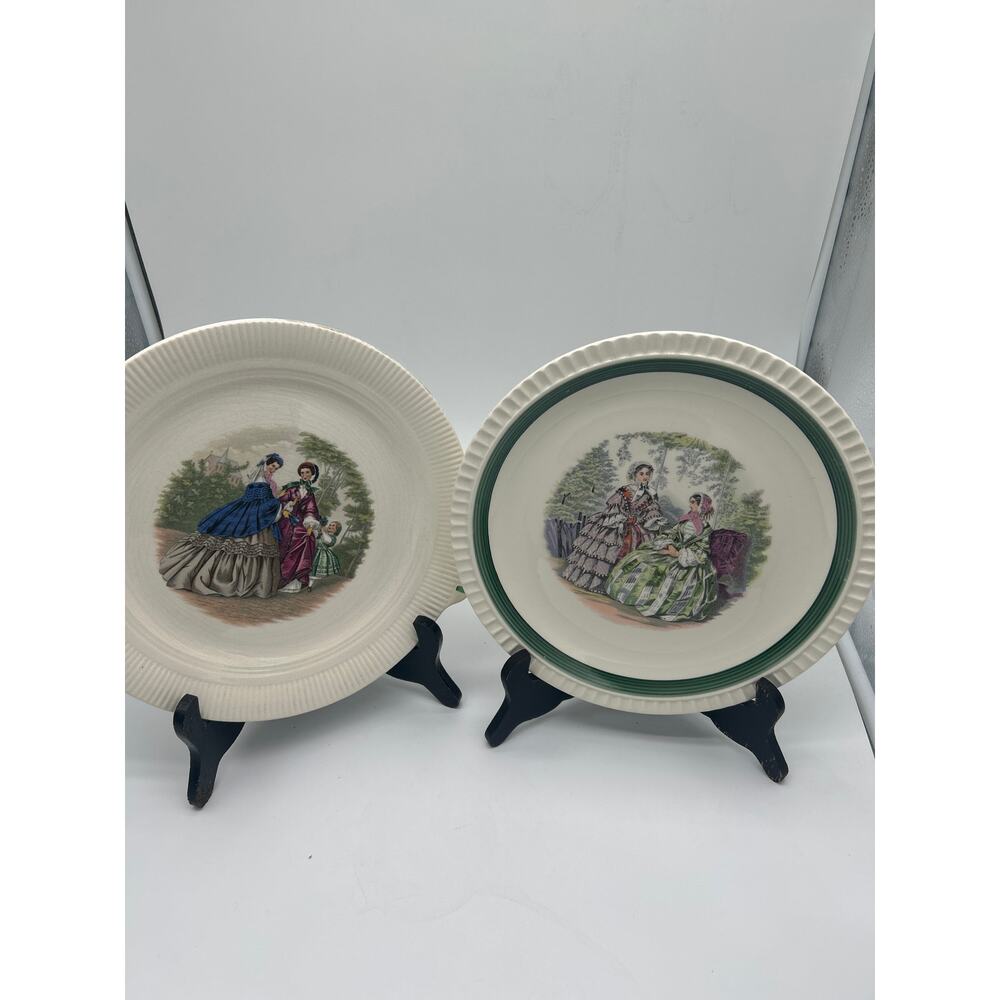 Lot of 2 Vintage Dinner Plates Salem China Hancock Company Godey Pattern